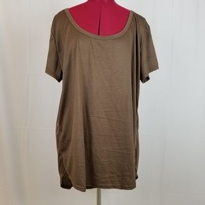 Women's Doublju Tunic Top Tee Shirt 3x Brown Hi-Lo